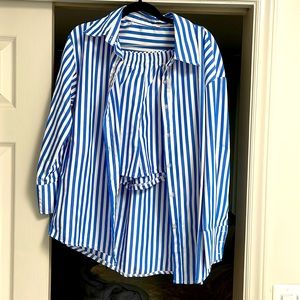 2 piece blue and white stripe set